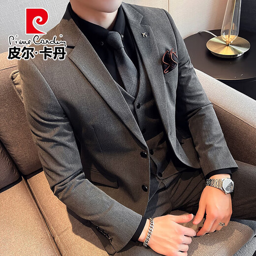 
Pierre cardin groom suit suit men business professional formal wear wedding dress handsome casual slim big size suit men LJT9889 medium gray two-piece suit (suit + trousers) 3XL height 165-185 weight 145-150Jin [Jin equals 0.5 kg]