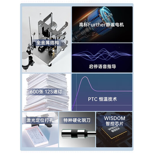 DELI得力全自动装订机财务凭证办公会计电动打孔机热熔胶管打孔装订机 得力3880装订机+铆管100根