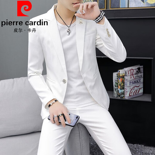 Pierre Cardin Herrenanzug koreanischer Stil Slim Fit Trendy Herren Single Deck Coat Herbst Neue, vielseitige, lässige und hübsche kleine Anzug 717 Schwarz (Einzelanzug) Ein Stück 2xl (140-152jin [Jin gleich 0,5 kg]))