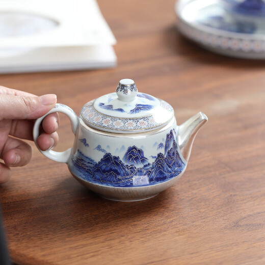 MULTIPOTENT Kung Fu tea set teapot single pot gilt silver Qianlijiangshan teapot Master Zheng Wenqiang's works can be collected