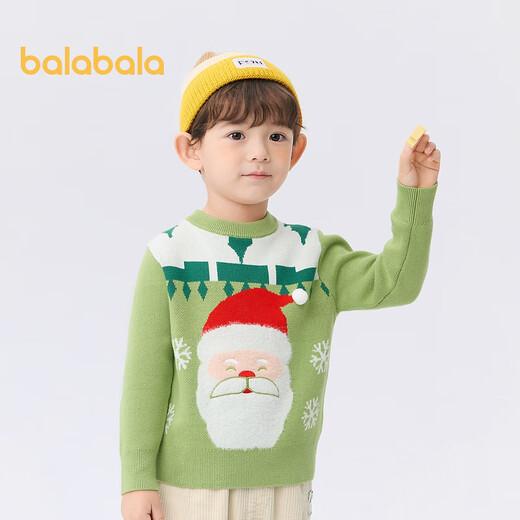 Balabala Kinderkleidung Mädchen Pullover Pullover Herbst und Winter Neue Jungen und Babys Kinder Weihnachtspullover Grüne Ton 00444 100 cm