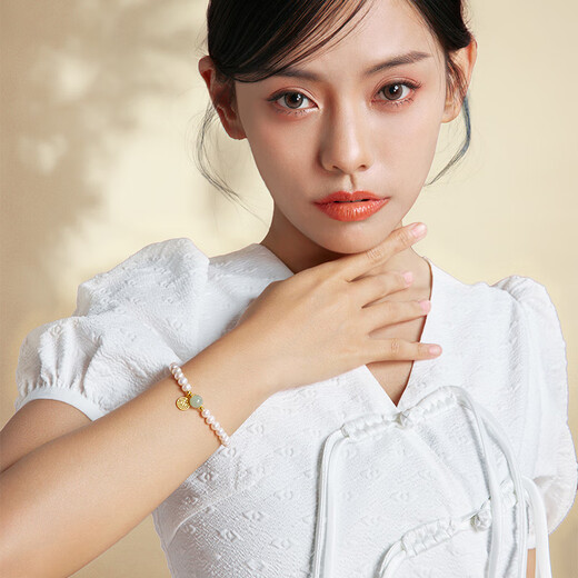 Saturday Fortune (ZLF) S925 Silver Freshwater Pearl Bracelet Women's Fortune Brand Hetian Jade Bracelet Bracelet for Birthday Gift Bracelet Chain Length 17+3cm