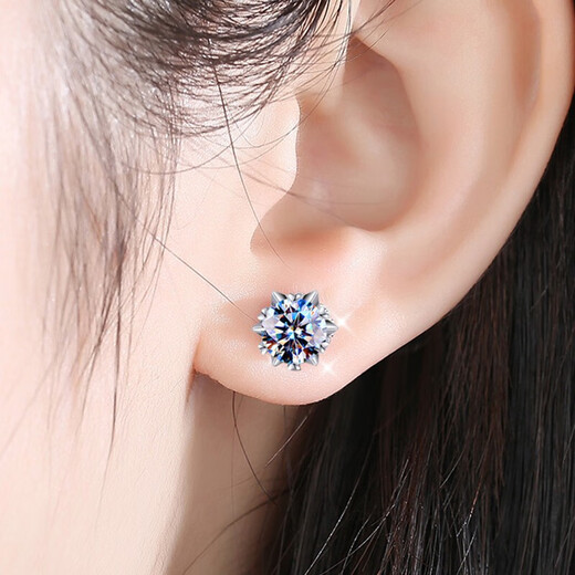 Lao Fengxiang Xingmang Snowflake Silver Earrings for Women Fashionable Earrings and Earrings Wedding Anniversary Gifts for Girlfriends and Wifes Birthday Delivery Today/Next Day* Starry Snowflake Earrings