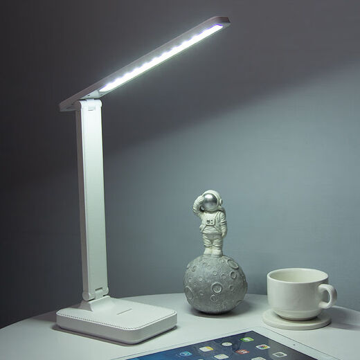 Kuanmian Touch Dimmable LED Desk Lamp Student Study Dormitory USB Charging Plug Pure White With Data Cable 12000 Eye Protection - Both Charging and Plugging Three-tone Lighting