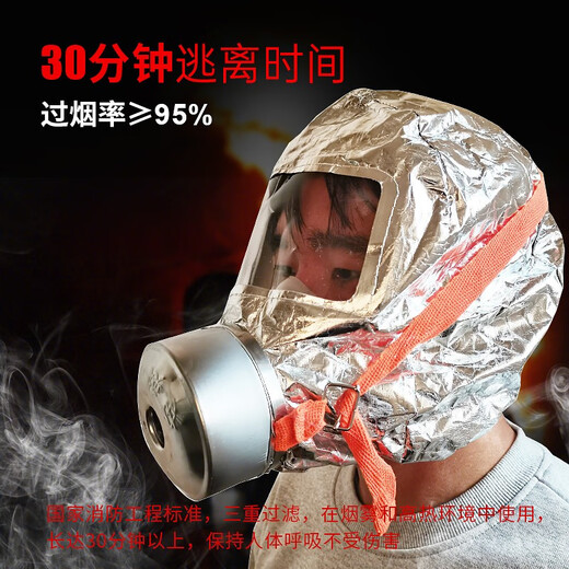 Lanfu Bluefu Fire Escape Mask National Standard 3C-Zertifizierung TZL30 Rauchsicheres Gummi-Masken-gefilterte leuchtende Silikon-Respirator 3C-Zertifizierung [Gummistil] Fire Mask-1 Pack