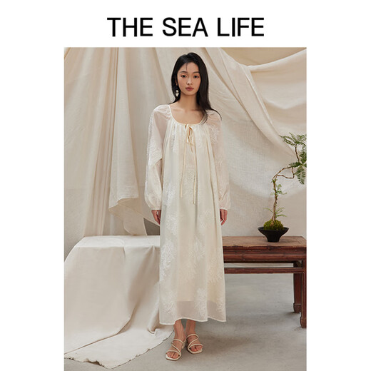 THE SEA LIFE欧海一生 连衣裙女2024夏季新款浪漫感优雅舒适连衣裙Y16803-1 云白色 M