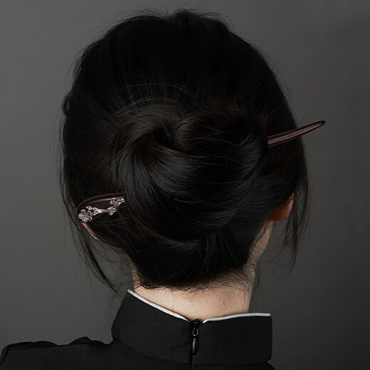 Su Shiliu 925 silver sandalwood hairpin hairpin retro cheongsam new Chinese style headwear female birthday gift for wife and girlfriend plum blossom ebony hairpin