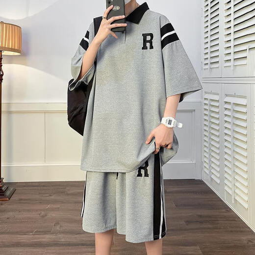 
Jianfang big children's clothing for men aged 12 to 15 years old short-sleeved middle school students T-shirt for summer POLO shirt suit for boys 12-15 years old 5012 green short-sleeved + shorts 10XL m 70-100Jin [Jin equals 0.5 kg]