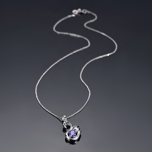 Millais Jewelry 0.72 carat tanzanite pendant 18K gold diamond necklace colored gemstone swan style birthday gift without chain chain can be customized additionally