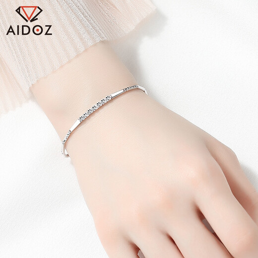Aido Diamond pt950 platinum bracelet for women, fashionable platinum shiny bamboo flower bracelet gift for girlfriend, weight 9.0-9.2g, length 16+2cm