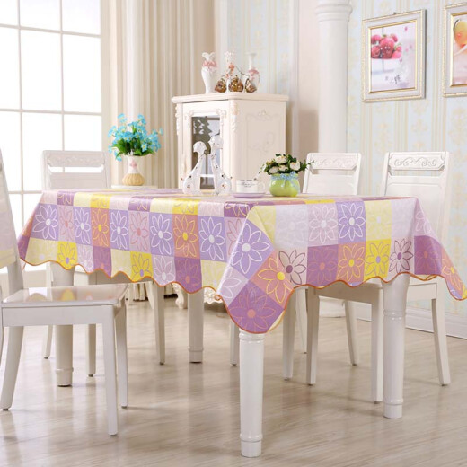 Dry room tablecloth cover pvcpvea living room tablecloth waterproof, anti-scalding, anti-oil, wash-free round table tablecloth plastic rectangular sunflower 105*152cm