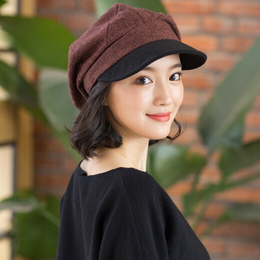 677888 beret Japanese style elegant retro duck cap British European and American beret wine red adjustable