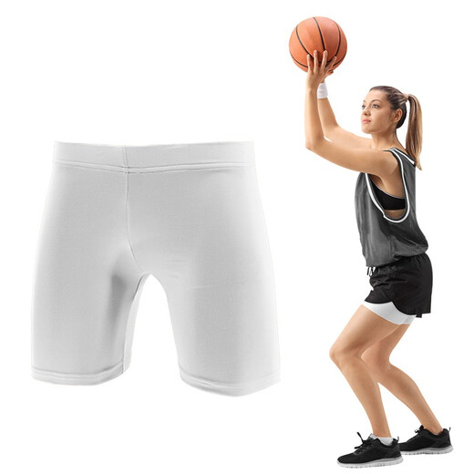 Women's solid color quick-drying bottoming thin sports fitness elastic yoga tight protective tackle three-point shorts multi-color dark blue women's S suitable for 150-160CM40-50KG