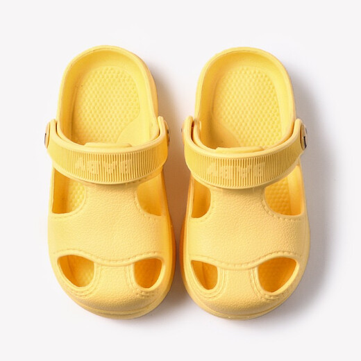 LATE TIME children's slippers summer 1-3 years old boys indoor soft-soled baby clogs infant girls sandals summer yellow 17 cm inner length 170 foot length about 16-16.5cm