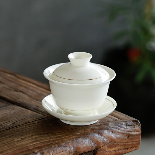 Su's Ceramic Tea Set Chinese White Porcelain Hand-painted Gold Sancai Gaiwan Kung Fu Tea Set Gift Box Set J0260