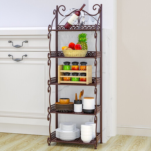 Wurmstil Badezimmerlagerregal bodenhaftes Badezimmer Waschbecken Rack Toilette und Küchenlagerregal Schicht Rack Z675 Z673-3 FODEN Kaffeefarbe