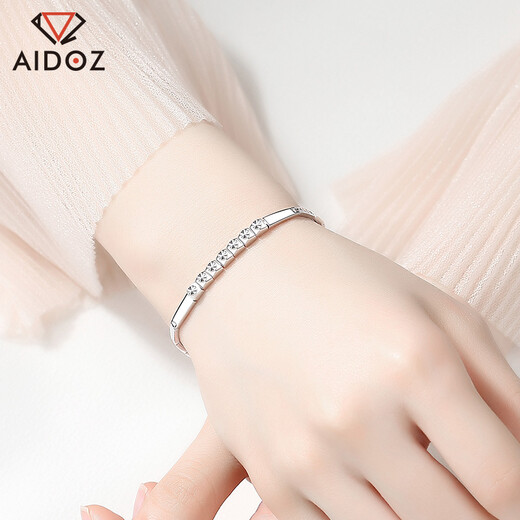 Aido Diamond pt950 platinum bracelet for women, fashionable platinum shiny bamboo flower bracelet gift for girlfriend, weight 9.0-9.2g, length 16+2cm