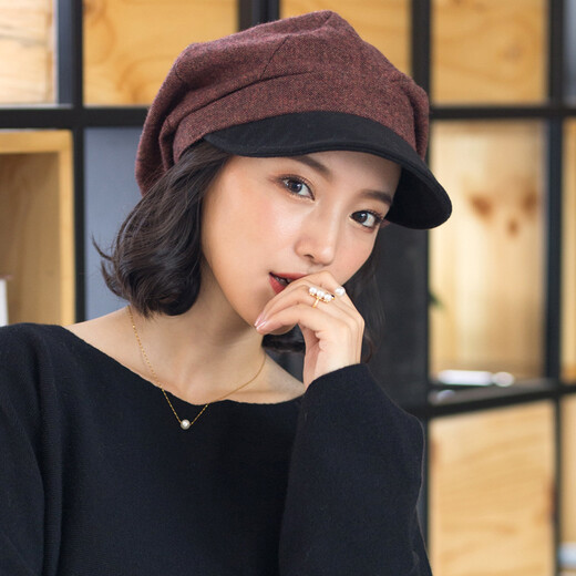 677888 beret Japanese style elegant retro duck cap British European and American beret wine red adjustable