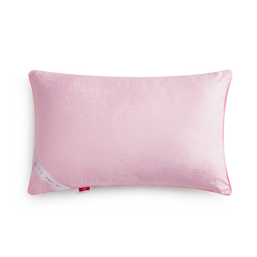 Qianhuang Peony Pattern Pillow Core 10% Mulberry Silk Pillow Wedding Student Comfortable Sleep Helping Warm Powder Health Peony-Powder Single Medium Pillow