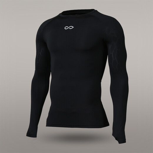 CG Saike tights men's high-elastic breathable football training long-sleeved quick-drying running fitness base sports T-shirt top black M