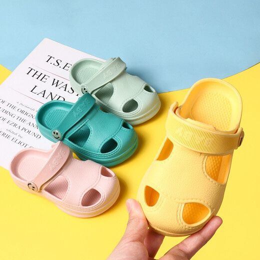 LATE TIME children's slippers summer 1-3 years old boys indoor soft-soled baby clogs infant girls sandals summer yellow 17 cm inner length 170 foot length about 16-16.5cm