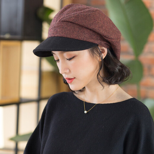 677888 beret Japanese style elegant retro duck cap British European and American beret wine red adjustable