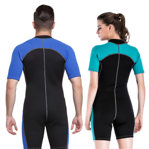 SBART 2mm thickened wetsuit winter swimsuit one-piece waterproof mother-in-law warm snorkeling deep diving thickened wetsuit surfing suit 1106 aqua blue M