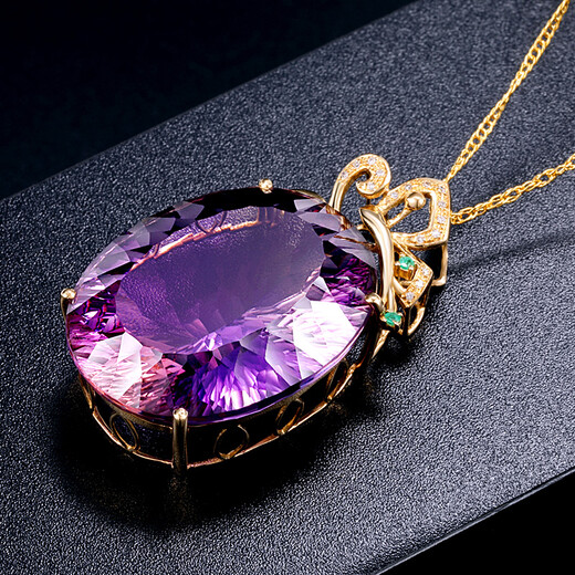 OUCERNY Amethyst Pendant Natural Amethyst 18K Rose Gold Diamond Inlaid Gemstone Pendant Women's Customized 7-10 Days