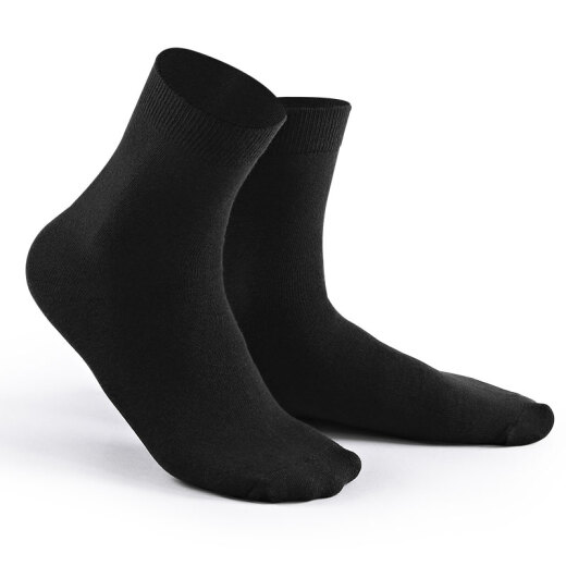 Arctic velvet men's mid-calf socks men's socks solid color basic four-season cotton casual sports sleep floor socks single and double pack one-size-fits-all black