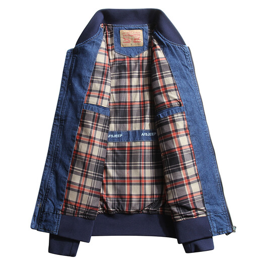 Veste de denim mok taureau jeune veste pilote masculine Col de veste d'automne de baseball Tendance 687 Bleu foncé M suggère 120 Jin [Jin est égal à 0,5 kg]