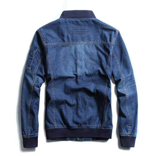 Veste de denim mok taureau jeune veste pilote masculine Col de veste d'automne de baseball Tendance 687 Bleu foncé M suggère 120 Jin [Jin est égal à 0,5 kg]