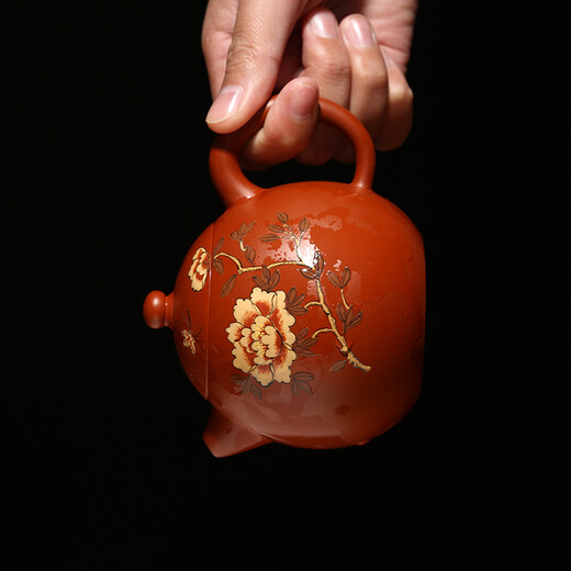 Qianshoutang Yixing purple sand hand-painted raw ore dragon egg pot 240ml handmade by national assistant arts and crafts teacher Fan Linqiang