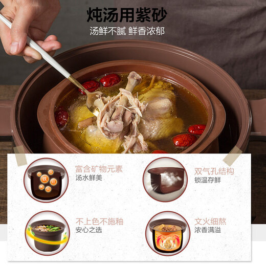 Bear Electric Stew Pot, Electric Stew Cup, Soup Pot, Purple Clay Pot, Household Stew Pot, Waterproof Stew Pot for Porridge, Electric Casserole for Bird's Nest Porridge, Steam Up and Stew Down, 4.5L, One Cup with Five Bites B45Z1