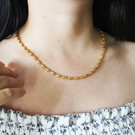 Sulanka gold-plated necklace for men, couple necklace, fashionable bean beads, sand-plated gold chain for girls, phoenix tail chain as a gift for friends, size 6, please see details for size and weight.