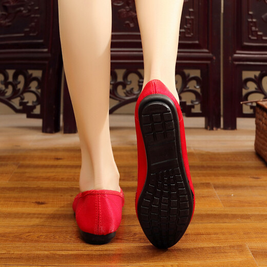 
P.I.R Comfortable Work Shoes Cloth Shoes Non-Slip Soft Sole Mother Shoes Fashion Women's Shoes Casual Flat Sole Glossy Diamond Women's Single Shoes Light Color TS9711 34 Standard Number