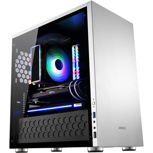 JONSBO C3-PLUS silver M-ATX chassis (supports M-ATX motherboard/all-aluminum casing/ATX power supply/4.0 thickness tempered glass side panel/long graphics card)