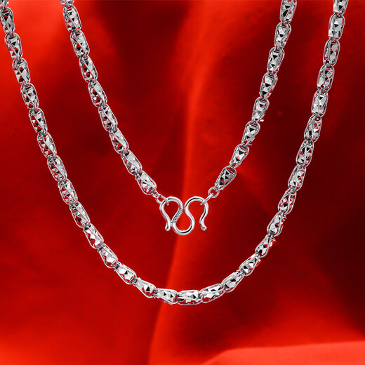 Yuan Shengfu's new PT950 fashionable men's platinum necklace, simple and versatile platinum wheat ear chain, elegant, 27.43g, length 55cm