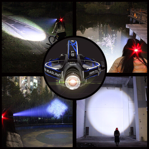 Dark Moon Zoom Induction Headlight Ultra-Long Battery Life Charging Strong Light Ultra-Bright Long-Range LED Outdoor Waterproof Scorpion Night Fishing Mine 99800W Induction Switch Single Yellow Light + Two Batteries and One Charge