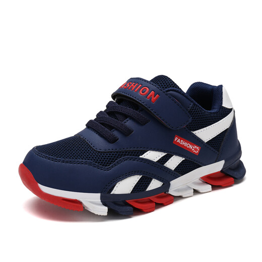 Xuantushi children's shoes for boys breathable leather children's sneakers for boys children's running shoes for non-slip students small, medium and big children 689 deep blue net size 31