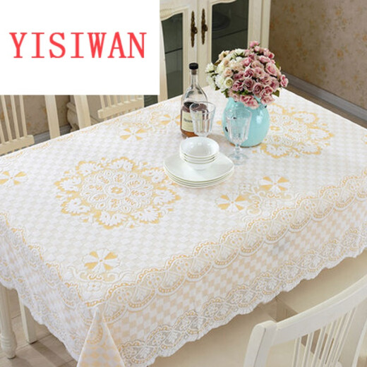 Lace tablecloth fabric European rectangular round table tablecloth table mat and chair set cover tablecloth coffee table tablecloth home textile home supplies tablecloth cover ornaments clear water hibiscus 80*140cm (commonly used coffee table)