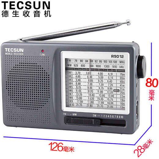 Tecsun R9012 Radio Full Band Pointer Portable Elderly Broadcasting Semiconductor English CET-4-6 College Entrance Examination Listening Test Radio Iron Gray