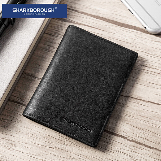 Sac de carte en cuir authentique Sharkborough pour la carte de licence de conducteur en cuir court pour hommes Anti-démagnétisation mince portefeuille multi-cartes coréen décontractée