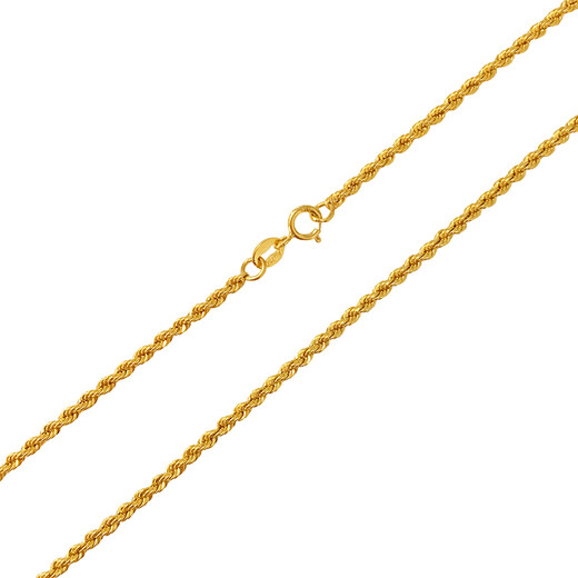 Jamie thick 18k gold necklace hollow twisted rope chain AU750 showing thick craftsmanship same style couple necklace - 18K gold 45cm thick version about 2MM thick