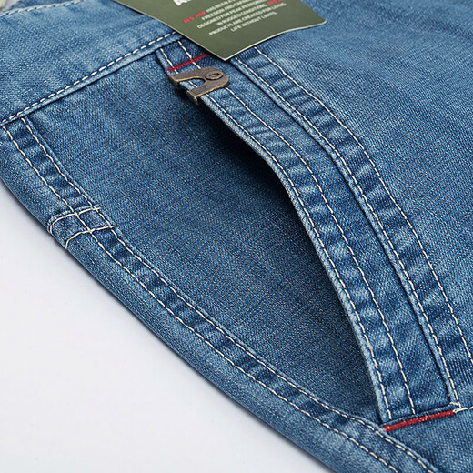 JEEP SPIRIT Jeep Casual Denim Shorts Men's Straight Loose Summer Cropped Pants Multi-Pocket Working Mid-Pants 753 Light Blue 753 Size 31 Size 2ft 3