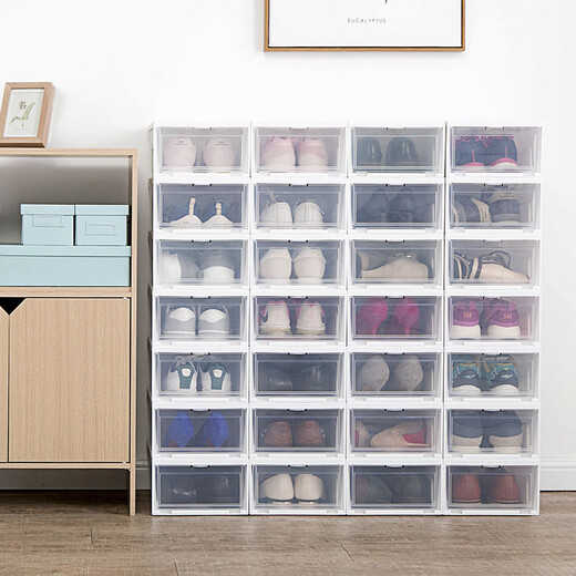 Alice shoe box aj shoe box transparent storage box shoe rack storage box shoe cabinet men's sneakers leather shoe finishing silk fully transparent 46 points 5 size AJ can hold 8 pieces