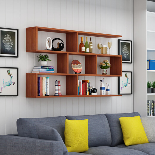 Fire moon wall partition wall-mounted creative simple wall bookshelf wall living room bedroom wall decoration shelf cabinet black 120 length 20 depth 25 height