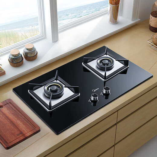 Midea tempered glass gas cooker, high power, first-class energy efficiency, double-burner embedded gas cooker (natural gas) JZT-Q370B