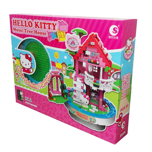 Divertido infancia Katie Hello Kitty BLOQUETAS DE CONSTRUCCIÓN DE LA Asamblea de Niños 6 Estilos de la casa de las niñas Juguetes Juguetes Conchip Forest Tree House HKL004
