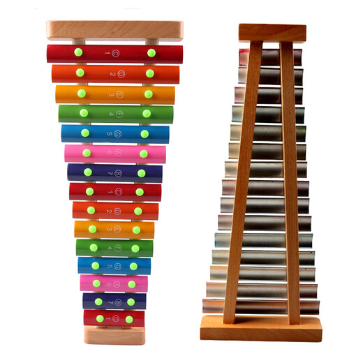 LININYUAN Orff Percussion Instrument Kinder Xylophon 15-klingende Klavier Aluminiumblatt Klavier 8-Tone Aluminiumplatte Piano Spielzeug Hand-Knob Kindergarten Klavier + Dinosaurier 4-Farben Logikschach