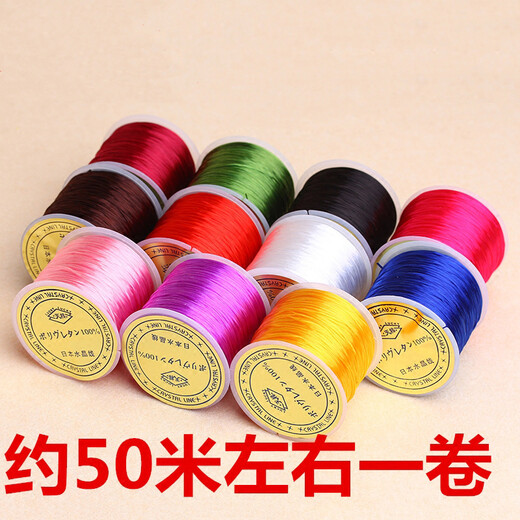 Qingxin handmade diy beaded bracelet flat wire transparent crystal elastic cord wear-resistant bracelet play beaded rubber band elastic rope upgraded model (white about 50 meters)